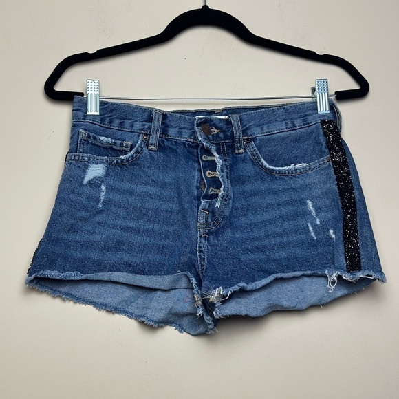 ZARA Basic Z1975 Denim Raw Hem Shorts - Picture 1 of 5